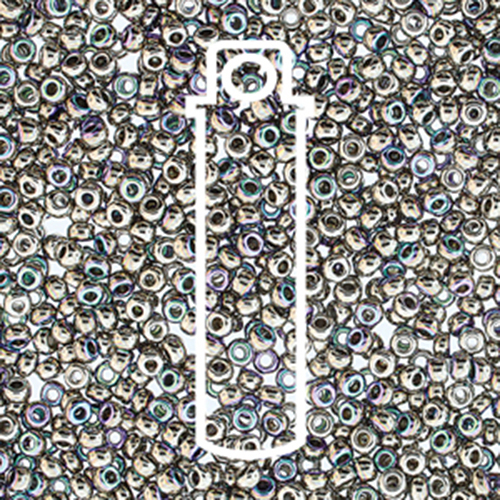 Preciosa 8/0 Rocaille Seed Beads - SB8-00030-37000AB - Nickel AB Plate - 8.8gm Tube