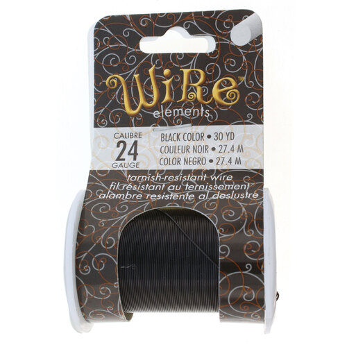 Tarnish Resistant Medium Temper Black 24 Gauge Round Wire - 30yd / 27m Roll - NTW24BK
