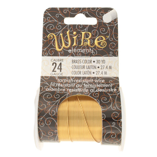 Tarnish Resistant Medium Temper Brass 24 Gauge Round Wire - 30yd / 27m Roll - NTW24BR