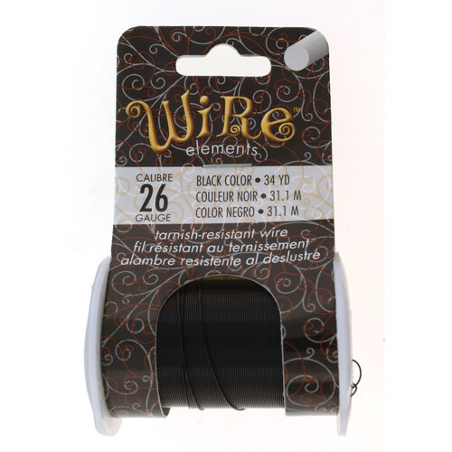 Tarnish Resistant Medium Temper Black 26 Gauge Round Wire - 34yd / 31m Roll - NTW26BK
