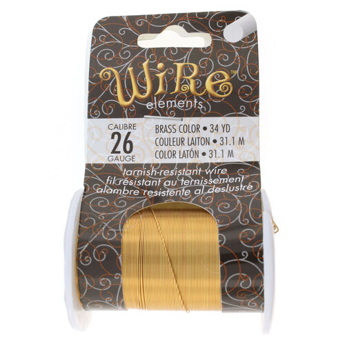 Tarnish Resistant Medium Temper Brass 26 Gauge Round Wire - 34yd / 31m Roll - NTW26BR
