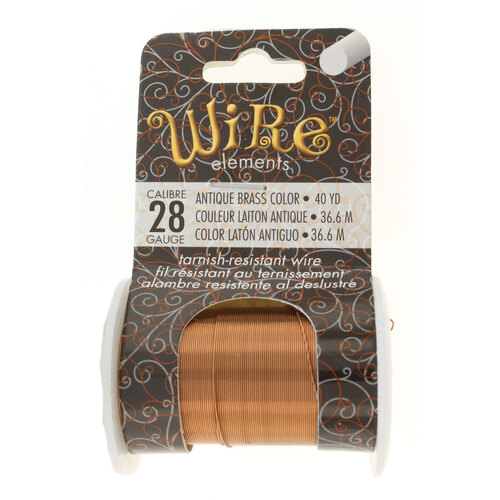 Tarnish Resistant Medium Temper Antique Brass 28 Gauge Round Wire - 40yd / 36m Spool - NTW28AB