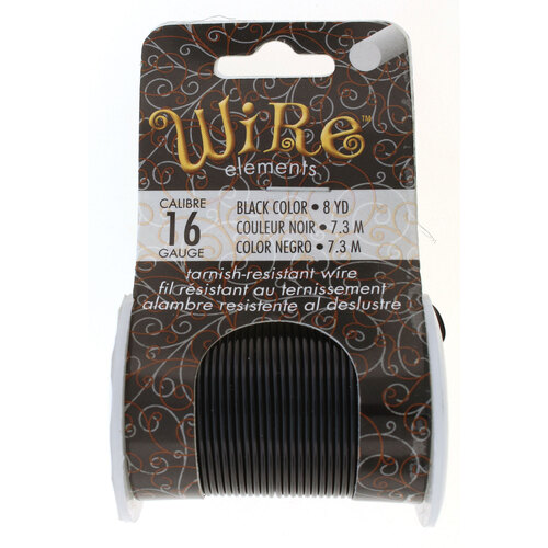 Tarnish Resistant Medium Temper Black 16 Gauge Round Wire - 8yd / 7.3mm Roll - NTW16BK