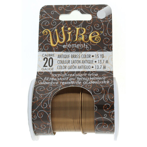 Tarnish Resistant Medium Temper Antique Brass 20 Gauge Round Wire - 15yd / 13m Roll - NTW20AB