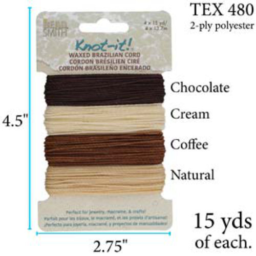 Brazilian 2 Ply Waxed Polyester Cord - PLY04-MIX02 - Java Vibes - 15 Yard  Card