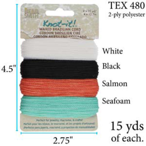 Brazilian 2 Ply Waxed Polyester Cord - PLY04-MIX04 - Ocean Dreams - 15 Yard  Card
