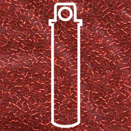 Miyuki 11/0 Delica Bead - DB602 - Silver Lined Dyed Red - 7.2gm Tube