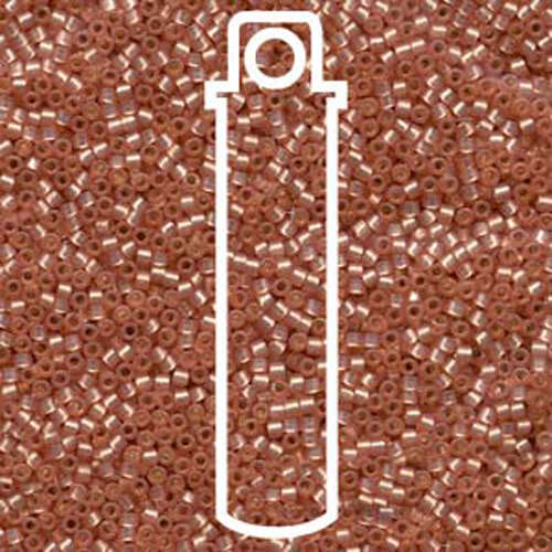 Miyuki 11/0 Delica Bead - DB622 - Silver Lined Dyed Peach Alabaster - 7.2gm Tube