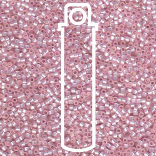 Miyuki 11/0 Delica Bead - DB624 - Silver Lined Dyed Light Pink Alabaster - 7.2gm Tube