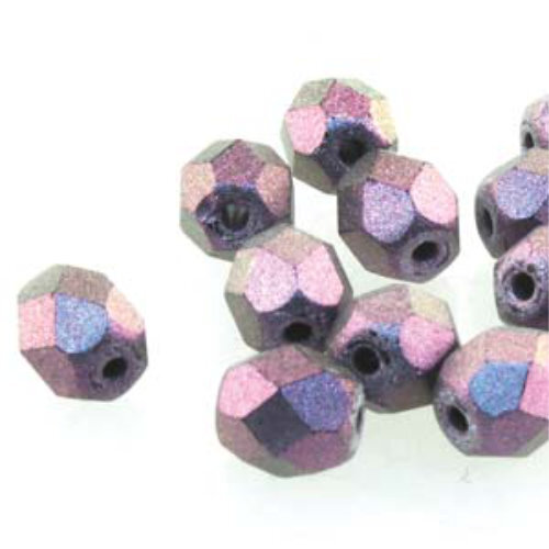4mm Fire Polish Beads - Polychroms Deep Purple 23980-29024 - 40 Bead Strand