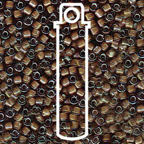 Miyuki 11/0 Delica Bead - DB1790 - Transparent Lined White / Sable Brown AB - 7.2gm Tube