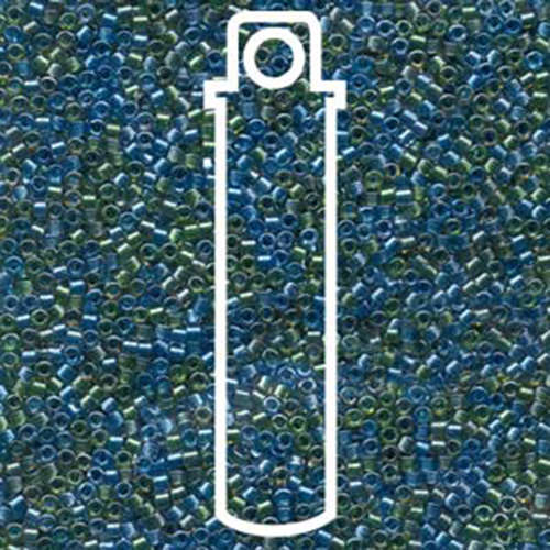 Miyuki 11/0 Delica Bead - DB985 - Lined Green / Blue Mix - 7.2gm Tube