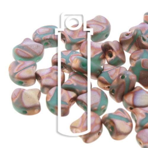 Ginko Leaf 7.5mm x 7.5mm - GNK8763130-27173BA - Turquoise Green Full Capri Gold Matte Batik - 22gm Tube