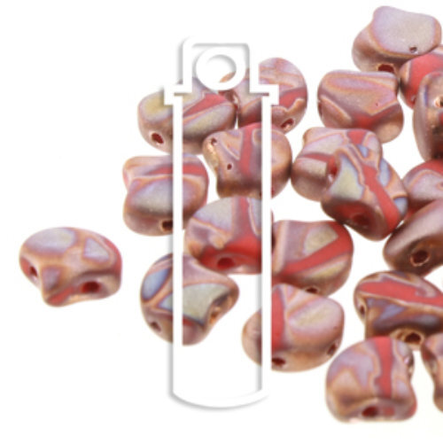 Ginko Leaf 7.5mm x 7.5mm - GNK8793200-27173BA - Opaque Coral Red Full Capri Gold Matte Batik - 22gm Tube