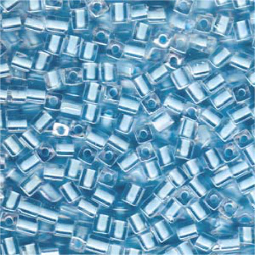 Miyuki 4mm (SB4) Square Bead - SB4-220 - Ice Blue Lined Crystal - 250gm Bag