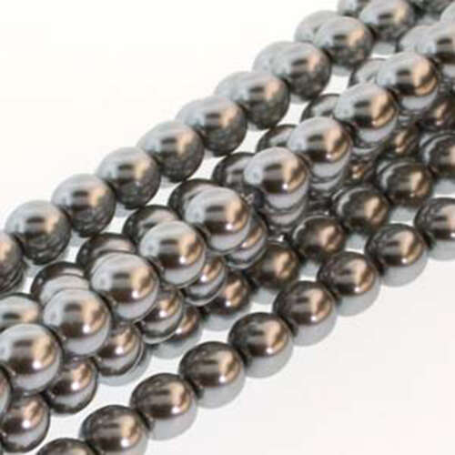 6mm Czech Glass Pearl - 75 Bead Strand - PRL06-70484 - Silver