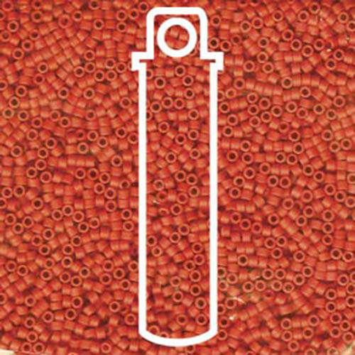 Miyuki 11/0 Delica Bead - DB795 - Matte Opaque Dyed Vermillion - 7.2gm Tube