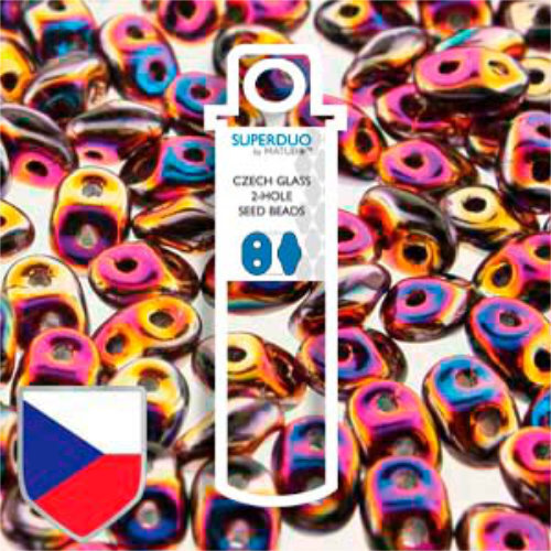 Super Duo 2.5mm x 5mm Czech Shield - DU0523980-29503CS - Jet Full Sliperit - 22.5gm Tube