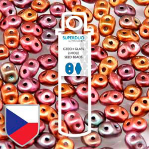 Super Duo 2.5mm x 5mm Czech Shield - DU0500030-01640CS - Crystal Violet Rainbow - 22.5gm Tube