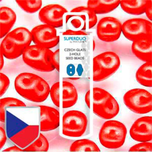 Super Duo 2.5mm x 5mm Czech Shield - DU0503000-01890CS - Chalk Lava Red - 22.5gm Tube