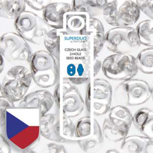 Super Duo 2.5mm x 5mm Czech Shield - DU0500030-27001CS - Crystal Labrador - 22.5gm Tube