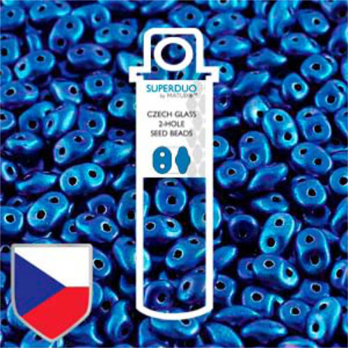 Super Duo 2.5mm x 5mm Czech Shield - DU0523980-24203CS - Metalust Crown Blue - 22.5gm Tube