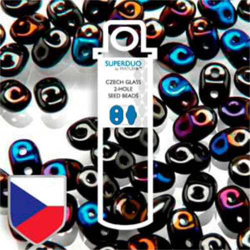Super Duo 2.5mm x 5mm Czech Shield - DU0523980-22201CS - Jet Azuro - 22.5gm Tube
