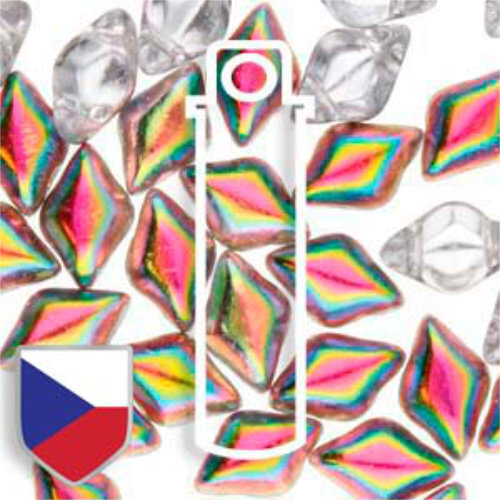Gem Duo 8mm x 5mm Czech Shield - GD8500030-28101CS - Crystal Vitrail - 8gm Tube