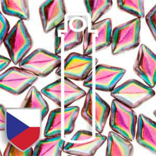 Gem Duo 8mm x 5mm Czech Shield - GD8523980-28103CS - Jet Full Vitrail - 8gm Tube