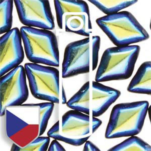 Gem Duo 8mm x 5mm Czech Shield - GD8523980-28703CS - Jet Full AB - 8gm Tube