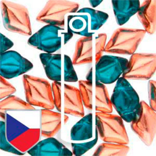 Gem Duo 8mm x 5mm Czech Shield - GD8560020-27101CS - Aqua Capri Gold - 8gm Tube
