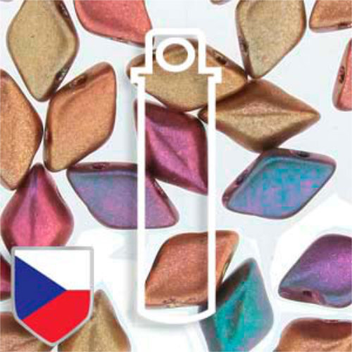 Gem Duo 8mm x 5mm Czech Shield - GD8500030-01620CS - Crystal Golden Rainbow - 8gm Tube