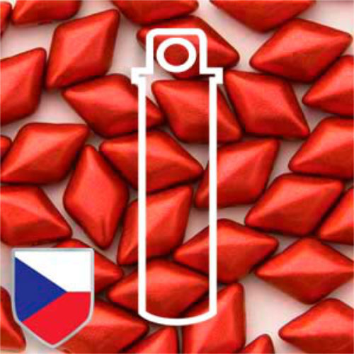 Gem Duo 8mm x 5mm Czech Shield - GD8503000-01890CS - Chalk Lava Red - 8gm Tube
