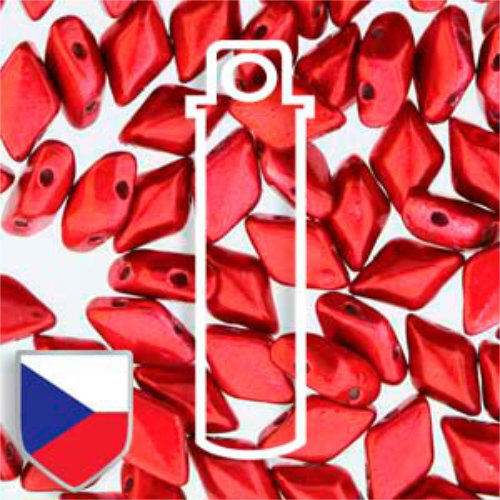 Gem Duo 8mm x 5mm Czech Shield - GD8523980-24209CS - Metalust Lipstick Red - 8gm Tube