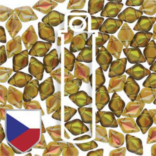 Gem Duo 8mm x 5mm Czech Shield - GD8550230-98532CS - Olivine Brown Rainbow - 8gm Tube