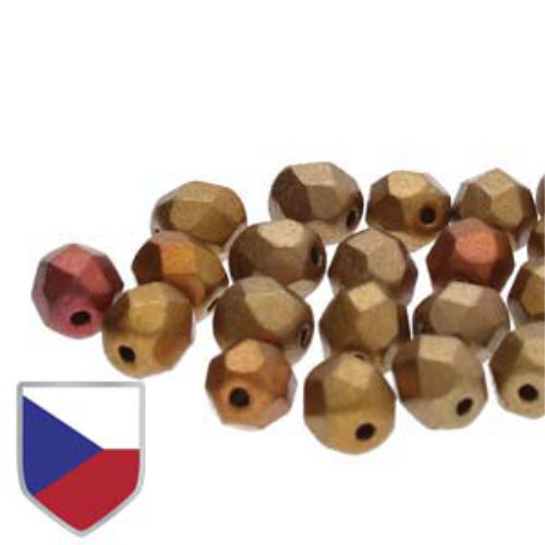 8mm Fire Polish Beads with Czech Shield - Crystal Golden Rainbow 00030-01620CS - 20 Bead Strand
