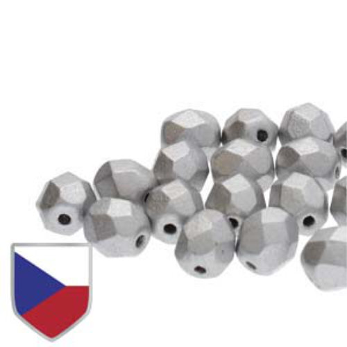8mm Fire Polish Beads with Czech Shield - Crystal Bronze Aluminium 00030-01700CS - 20 Bead Strand