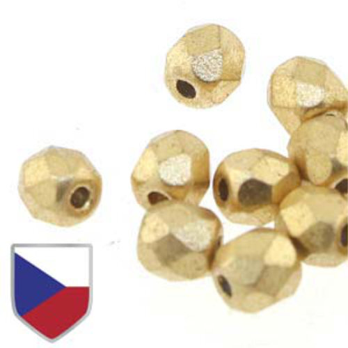 8mm Fire Polish Beads with Czech Shield - Crystal Bronze Pale Gold 00030-01710CS - 20 Bead Strand