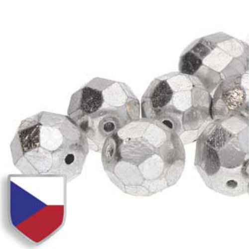 4mm Fire Polish Beads with Czech Shield - Crystal Full Labrador 00030-27000CS - 40 Bead Strand