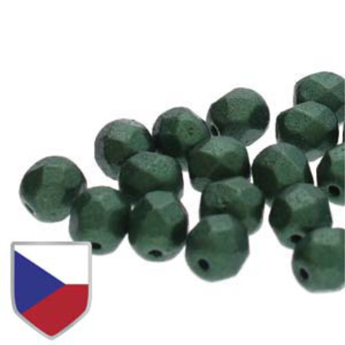 6mm Fire Polish Beads with Czech Shield - Gold Shine Dark Olive 02010-24103CS - 25 Bead Strand