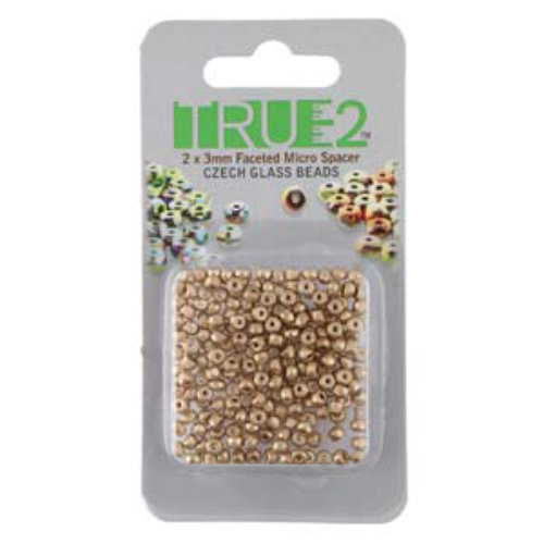 Faceted Micro Spacers 2mm x 3mm - Pale Bronze Gold - 6gm Card - FPMS2300030-01710
