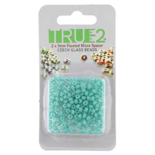 Faceted Micro Spacers 2mm x 3mm - Turquoise Green - 6gm Card - FPMS2363130