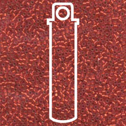 Miyuki 11/0 Delica Bead - DB683 - Semi Matte Silver Lined Dyed Dark Ruby - 7.2gm Tube