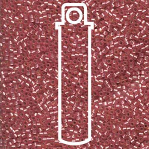 Miyuki 11/0 Delica Bead - DB685 - Semi Matte Silver Lined Dyed Dark Rose - 7.2gm Tube