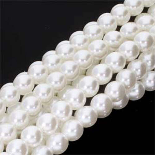 6mm Czech Glass Pearl - 75 Bead Strand - PRL06-70400 - White