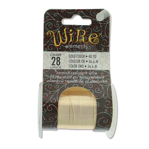 Tarnish Resistant Medium Temper Gold 28 Gauge Round Wire - 40yd / 36m Spool - NTW28G