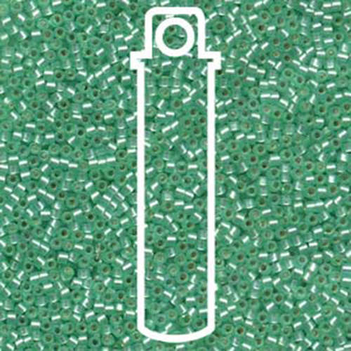 Miyuki 11/0 Delica Bead - DB691 - Semi Matte Silver Lined Mint Green Dyed Green - 7.2gm Tube