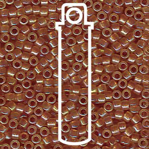 Miyuki 11/0 Delica Bead - DB1733 - Sparkling Dark Peach Lined Opal AB - 7.2gm Tube