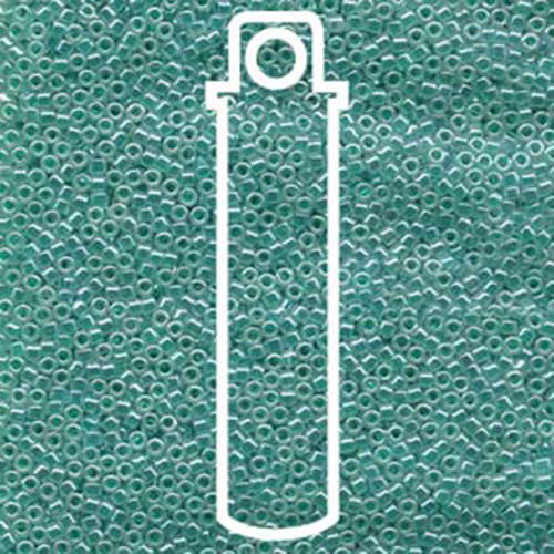 Miyuki 11/0 Delica Bead - DB238 - Crystal Lined Green Aqua Luster - 7.2gm Tube