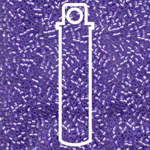 Miyuki 11/0 Delica Bead - DB694 - Semi Matte Silver Lined Dyed Purple - 7.2gm Tube